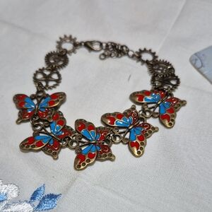 HEY MY LADY, MY BUTTERFLY BABY❣️Butterfly Charm Bracelet - Red and Blue, New!